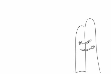 single one line drawing two fingers touching like vector image