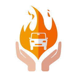 insurance car icon fire design hand vector image