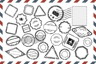 postal stamps set on envelope vector image