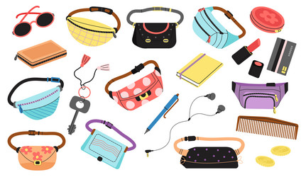 belt bags and girl accessories handbag purse vector image