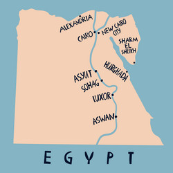 hand drawn stylized map of egypt travel arab vector image