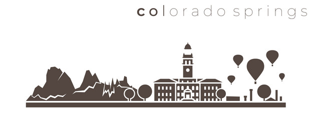 colorado springs simple monochrome stylish skyline vector image