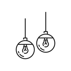 pendant lamps line icon ceiling light lightbulbs vector image