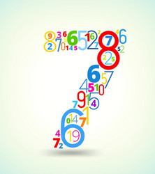 number 7 colored font from numbers vector image