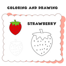 coloring and drawing book element strawberry vector image