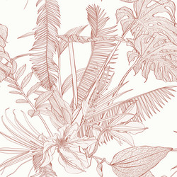 tropical exotic floral line palm leaves and flower vector image