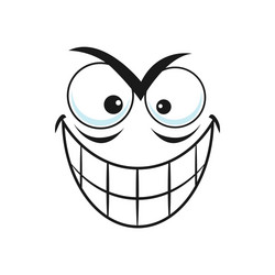 angry emoticon with broad toothy smile isolated vector image