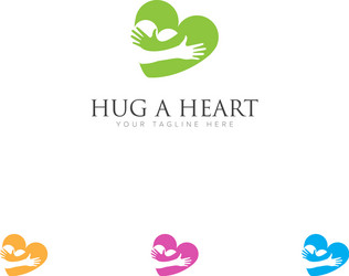 love relationship logo with hug hearts vector image