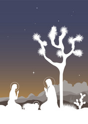 saint family and the joshua tree cactus vector image