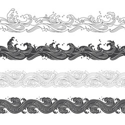 water wave ripple shape oriental outline vector image