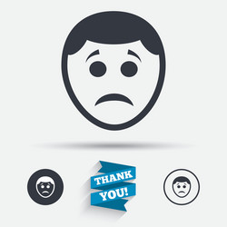 sad face sign icon sadness symbol vector image