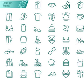 clothes shoes accessories outline set vector image