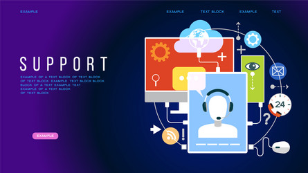 concept for support customer service landing page vector image