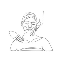 continuous line drawing two hands doing massage vector image