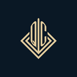 initials qc logo rhombus lines shape style luxury vector image