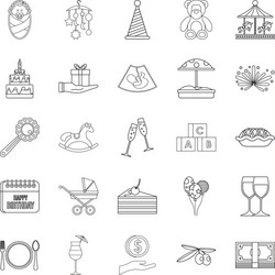 party for children icons set outline style vector image