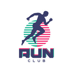 run club logo emblem with abstract running man vector image