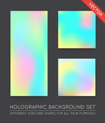 set of holographic trendy backgrounds can be used vector image