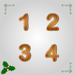 gingerbread numbers 1 to 4 vector image