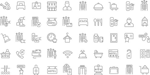 set line icons hotel business vector image