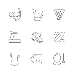 set line icons sport equipment vector image