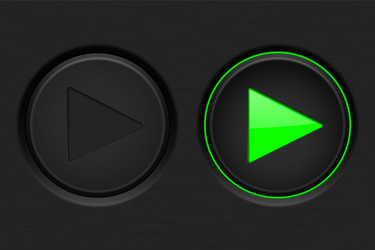 play button black with green backlight vector image