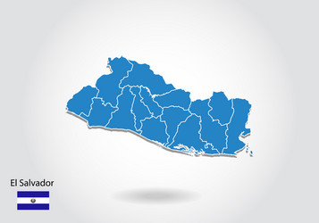 el salvador map design with 3d style blue vector image