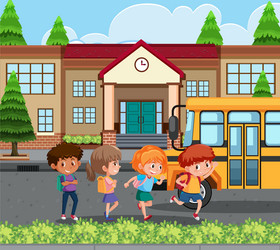 student going home by school bus vector image