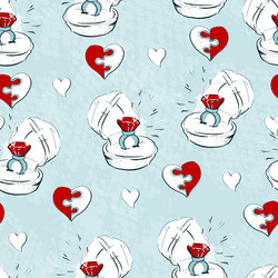 wedding seamless pattern with line icons on white vector image