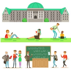 University education students and professors set vector