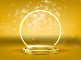 3d golden podium with spotlight and bokeh vector image