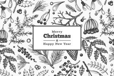 christmas hand drawn greeting card template vector image