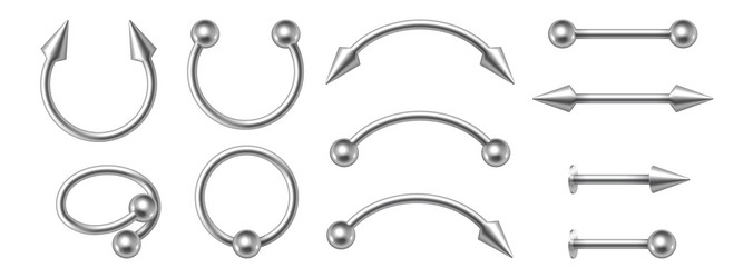 piercing jewelry realistic metal nose rings 3d vector image