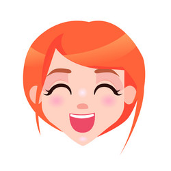 redhead woman laughing face flat icon vector image