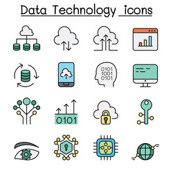 data technology database cloud computing server vector image