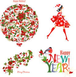 christmas fashion collection of floral patterns vector image