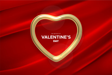 happy valentines day golden heart shape vector image