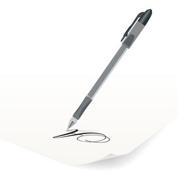 image of black ballpoint pen writing on paper vector image