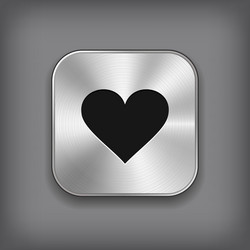 heart icon - metal app button vector image