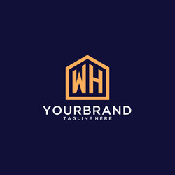 initial wh logo with abstract home shape modern vector image