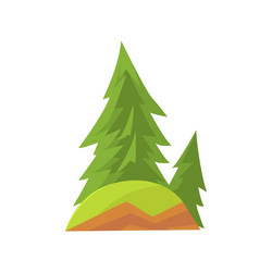 Cartoon landscape scene with forest firs and green vector