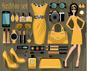 fashion set in a style flat design vector image