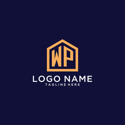 initial wp logo with abstract home shape modern vector image