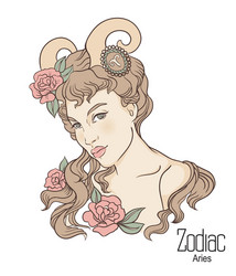 zodiac aries as girl vector image