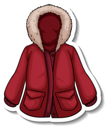 a sticker template with red winter coat isolated vector image