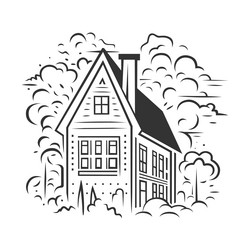 private house against the background of clouds vector image