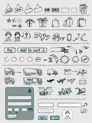 hand drawn shopping elements set vector image