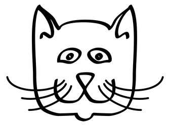 funny cat face hand drawn smiling pet vector image