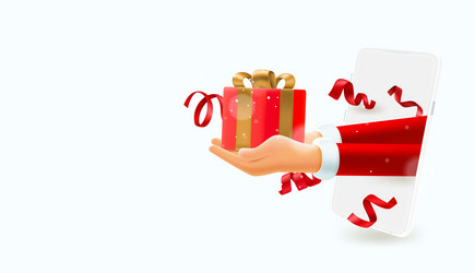 santa claus giving the gift christmas internet vector image