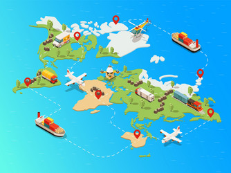 isometric global logistic network template vector image